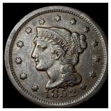 1852 Braided Hair Large Cent CLOSELY UNCIRCULATED