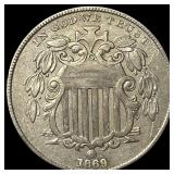 1869 Shield Nickel NEARLY UNCIRCULATED