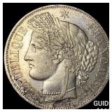 1850A France Silver 5 Francs Liberty Head