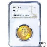 1901 $10 Gold Eagle NGC MS65
