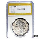 1890-S Morgan Silver Dollar PGA MS62