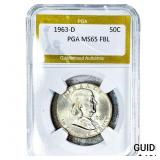 1963-D Franklin Half Dollar PGA MS65 FBL