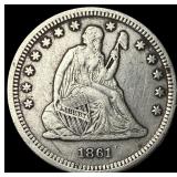1861 Seated Liberty Quarter NEARLY UNCIRCULATED