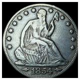 1854 Arrows Seated Liberty Half Dollar NEARLY UNCI