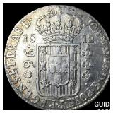 1812B Brazil Silver 960 Reis/Over 1812 8 Real Visi