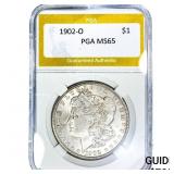 1902-O Morgan Silver Dollar PGA MS65