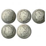 [5 Coins] 1883-1889 Morgan Silver Dollar