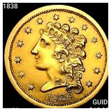 1838 $2.50 Gold Quarter Eagle CHOICE AU