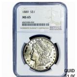 1889 Morgan Silver Dollar NGC MS65