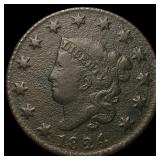 1824 Coronet Head Large Cent NEARLY  UNCIRCULATED