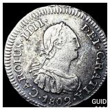 1802-PP Bolivia Charles IV Silver 1/2 Real