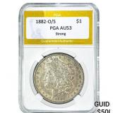 1882-O/S Morgan Silver Dollar PGA AU53 Strong
