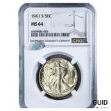 1941-S Walking Liberty Half Dollar NGC MS64