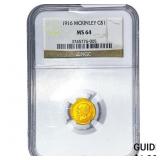 1916 McKinley Rare Gold Dollar NGC MS64