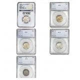 [5 Coins] 1913-1937 Buffalo Nickel NGC/SEGS XF/MS4