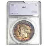 1924 Silver Peace Dollar SEGS MS67