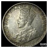 1914B British India Silver 1/2 Rupee
