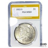 1922-S Silver Peace Dollar PGA MS64