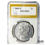 1882-O Morgan Silver Dollar PGA MS63