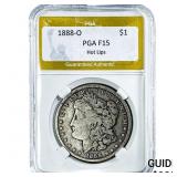 1885-O Morgan Silver Dollar PGA F15 Hot Lips