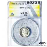 1948-D Roosevelt Dime ANACS MS66 FSB
