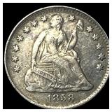 1858 Silver Seated Liberty Half Dime CLOSELY  UNC