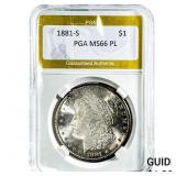 1881-S Morgan Silver Dollar PGA MS66 PL