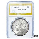 1881-O Morgan Silver Dollar PGA MS64
