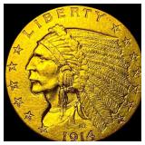 1914-D Gold Indian Head $2.5 Quarter Eagle  UNCIR