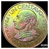 1958 Guatemala Brass 1 Centavo Toned