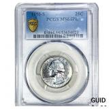 1950--S Washington Silver Quarter PCGS MS64 PL