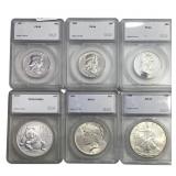 [6 Coins] 1924-2015 Silver Coin Lot U.S. 50C-$1 Ch