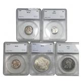 [5 Coins] 1832-1941 U.S. Lot 5C-$1 SEGS VF/MS35-66