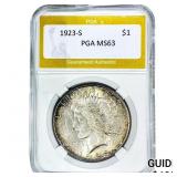 1923-S Silver Peace Dollar PGA MS63