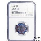 1868 Two Cent Piece NGC MS65 BN