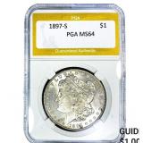 1897-S Morgan Silver Dollar PGA MS64