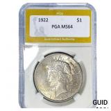 1922 Silver Peace Dollar PGA MS64