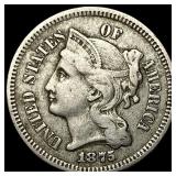1875 Nickel Three-Cent Piece NEARLY UNCIRCULATED