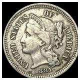 1881 Nickel Three-Cent Piece NEARLY UNCIRCULATED