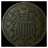 1867 Two-Cent Piece NEARLY UNCIRCULATED