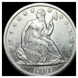 1861-S Silver Seated Liberty Half Dollar  UNCIRCU