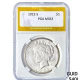 1922-S Silver Peace Dollar PGA MS63