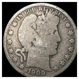 1909 Silver Barber Half Dollar ABOUT  UNCIRCULATE