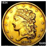 1834 $5 Gold Half Eagle CHOICE AU