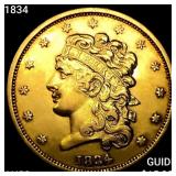 1834 $5 Gold Half Eagle CHOICE AU