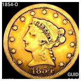 1854-O $2.50 Gold Quarter Eagle CLOSELY UNC