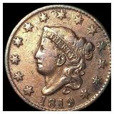 1819 Coronet Head Large Cent CLOSELY  UNCIRCULATE