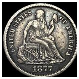 1877-CC Silver Seated Liberty Dime NEARLY UNCIRCUL