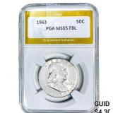 1963 Franklin Half Dollar PGA MS65 FBL