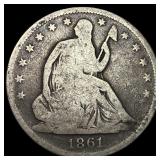 1861-O Silver Seated LibertyHalf Dollar NICELY CIR